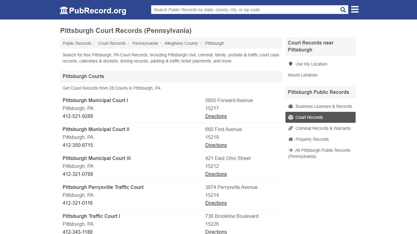 Free Pittsburgh Court Records (Pennsylvania Court Records)