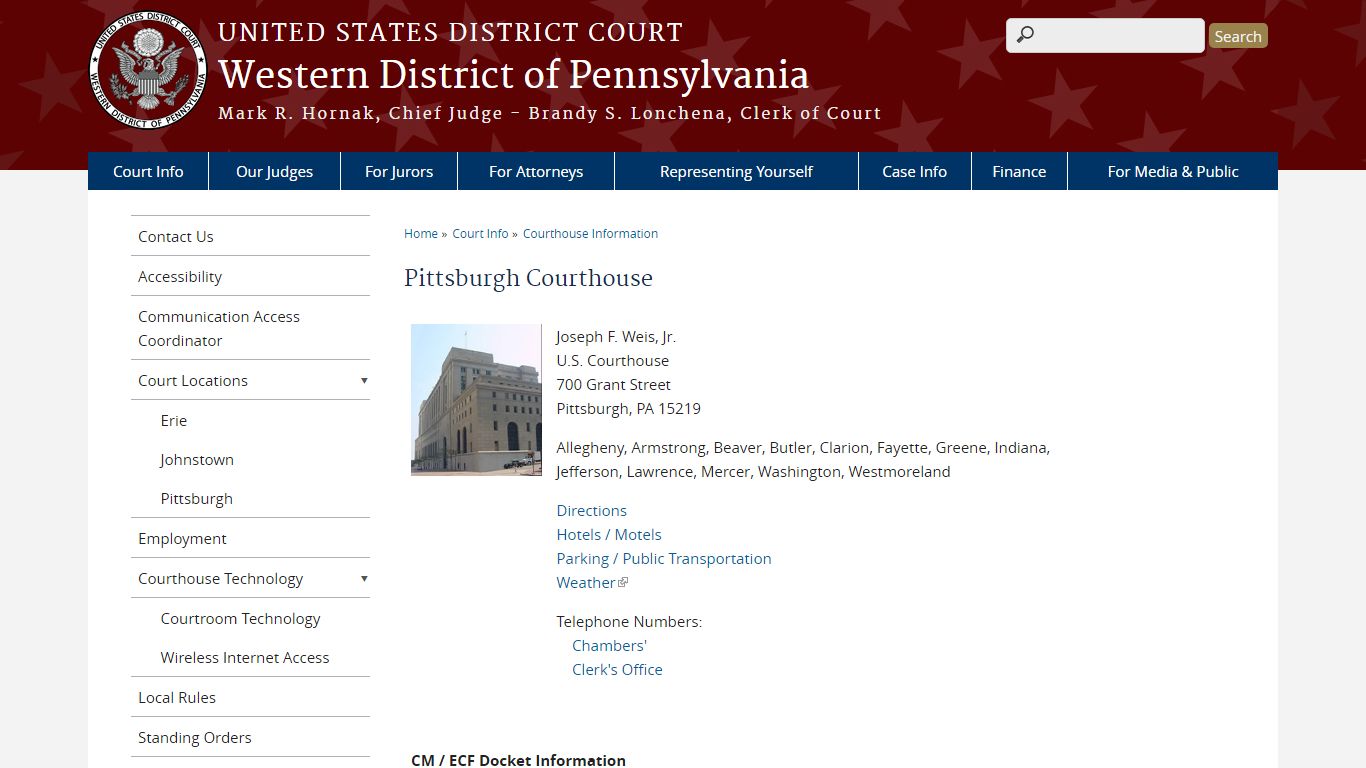 Pittsburgh Courthouse | Western District of Pennsylvania | United ...